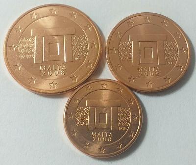Malta 1, 2, 5 Euro Cent 2008 - UNC z Roliek!!!