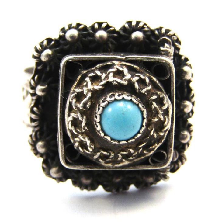 Strieborný prsteň s tyrkysom - Starožitné šperky