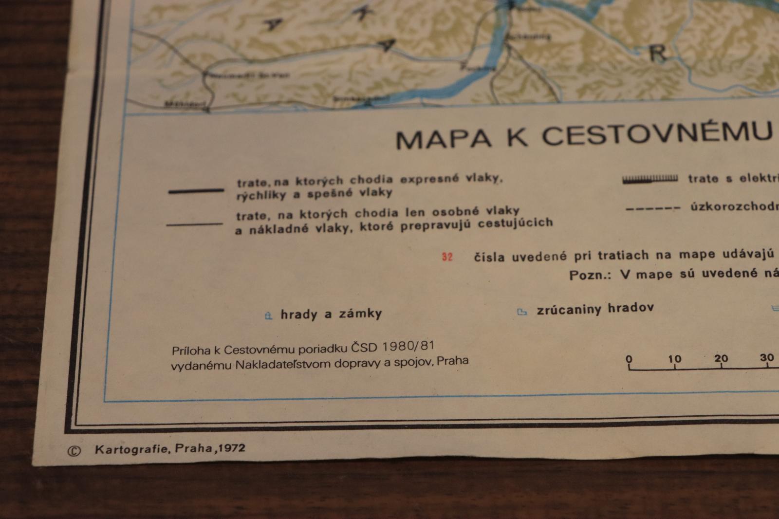 mapa k jízdnímu řádu ČSD 1980/1981 - Zberateľstvo dopravy