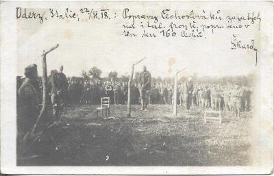 Vojáci - fotopohlednice  Oderz - Itálie 22.6.1918