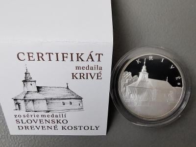 Drevené kostolíky - KRIVÉ, Mincovna Kremnica, Stříbrná medaile