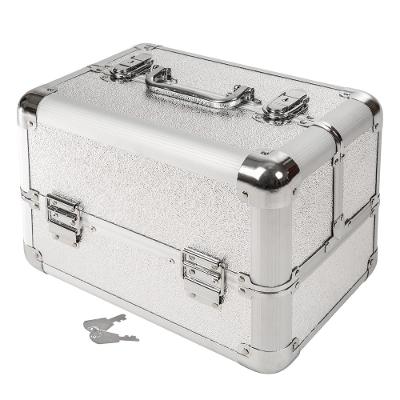 tectake 401068 kosmetický kufřík se 4 přihrádkami - šedá