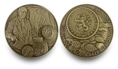 Medaile Ms 100. výročí začátku ražby ČS mincí - MINCOVNA KREMNICA!!!!