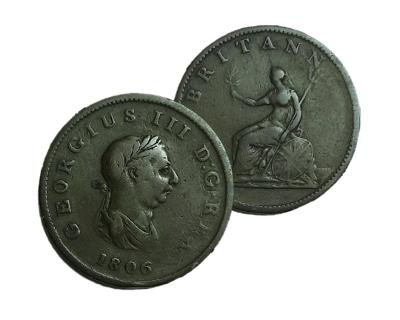 Velká Británie 1/2 Penny 1806 Georgius III  Hledaná mince
