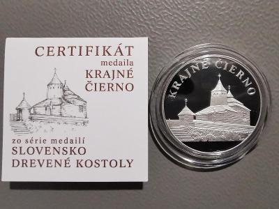 Stříbrná medaile Drevené kostolíky - KRAJNÉ ČIERNO, Mincovna Kremnica