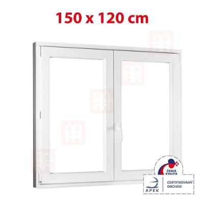 Plastové okno | 150x120 cm (1500x1200 mm) | bílé | dvoukřídlé bez slou