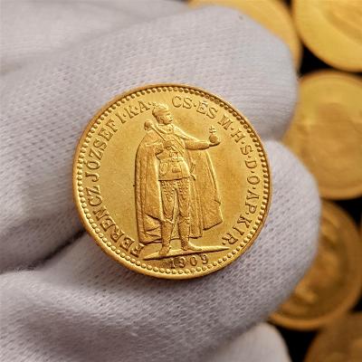Krásná uherská 10 Koruna 1909 KB, František Josef I., zlatá mince 