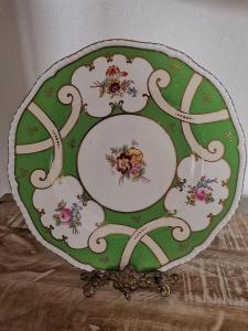 Starožitný dekorační květinový talíř Anglie Coalport 19. století