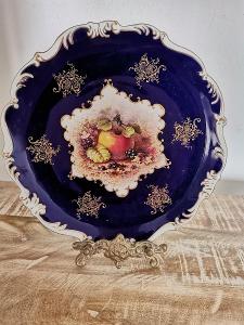 Starožitný dekorační talíř zátiší Anglie Coalport 19. století