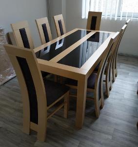 jídelní sety pro 8 osob z masivního dřeva 1x stůl Longer, 8x židle 