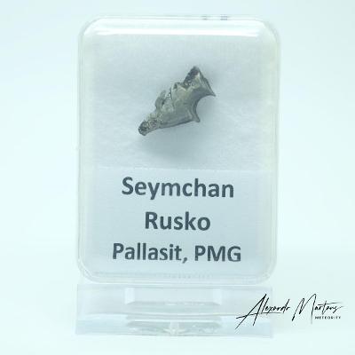 Železný meteorit Seymchan Rusko 2,47 g - leptaný fragment v krabičce