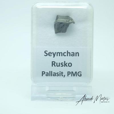 Železný meteorit Seymchan Rusko 2,40 g - leptaný fragment v krabičce