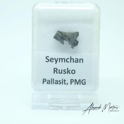 Železný meteorit Seymchan Rusko 2,63 g - leptaný fragment v krabičce