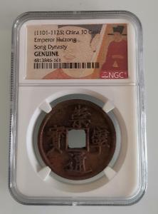 10 Cash mince Čína 1101-1125 Císař Huizong Dynastie Song certifik NGC