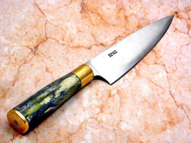 201/ Kuchynsky nůž. Rucni vyroba. Vysokouhlíková pružinová ocel 52100 - Vybavení do kuchyně