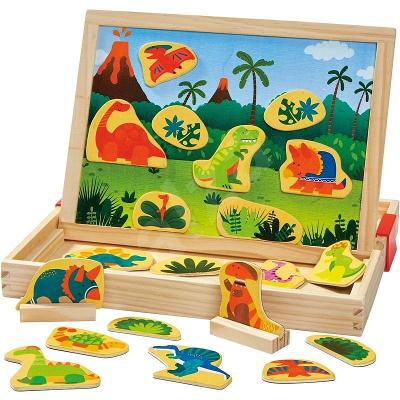 Magnetický box, tabule s dinosaury, dřevění hračka,