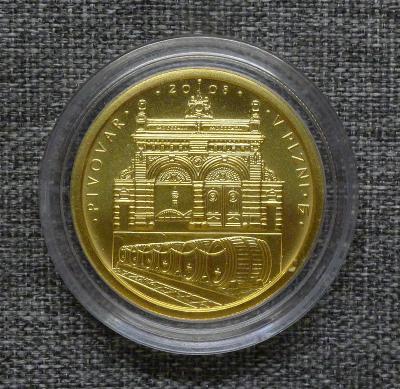 Zlatá mince  2500 Kč 2008 Technická památka - pivovar v Plzni  BK