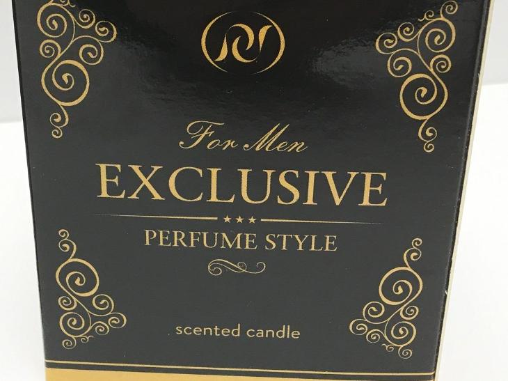Vonná svíce ve skle EXCLUSIVE, vůně pánského parfému, 1 kus