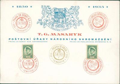 4A181 Příležitostný tisk - TGM - poštovní úřady Národního shromáždění