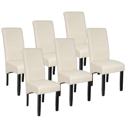 tectake 403499 6 jídelní židle ergonomické, masivní dřevo - krémová