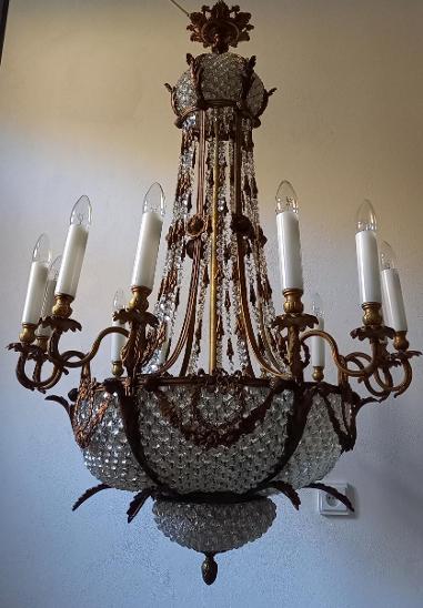 Starožitný zámecký lustr,  secese, osvětlení 