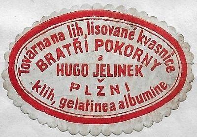 Hugo Jelinek -továrna na lih, kvasnice, klih, gelatinu   Plzeň