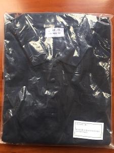 Nové bavlněné tmavěmodré tričko s dlouhým  rukávem, límcem a kapsou XL