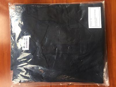 Nové bavlněné tmavěmodré tričko s dlouhým rukávem, límcem a kapsou XXL