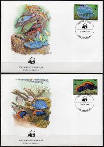 Grenada-Korálové ryby WWF 1984** Mi.1299-1302/ 4FDC / 110.-Kč/ 2 skeny
