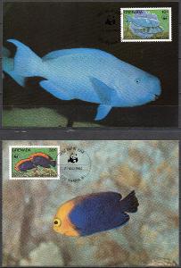 Grenada-Korálové ryby WWF 1984** Mi.1299-1302/ 4 Maxikarty / 110.-Kč