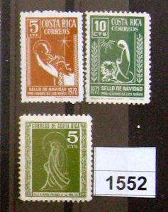 Kostarika 1967-70-72 3x VÁNOCE Betlém stylizace / 1552