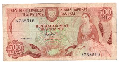 Kypr 500 Mils 1982 stav F,Pick 45