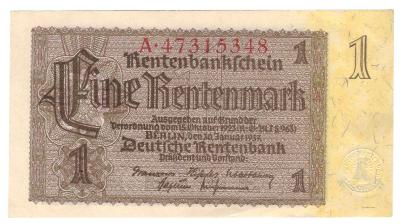 Nemecko 1 Rentenmark 1937 UNC, Pick 173b