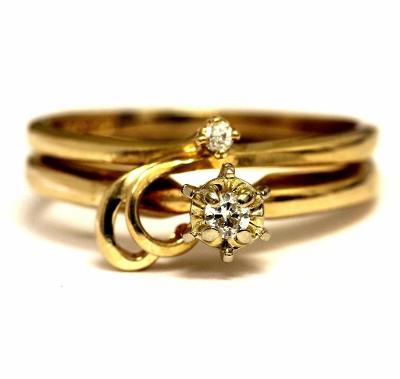 14 kt zlatý prsten s brilianty