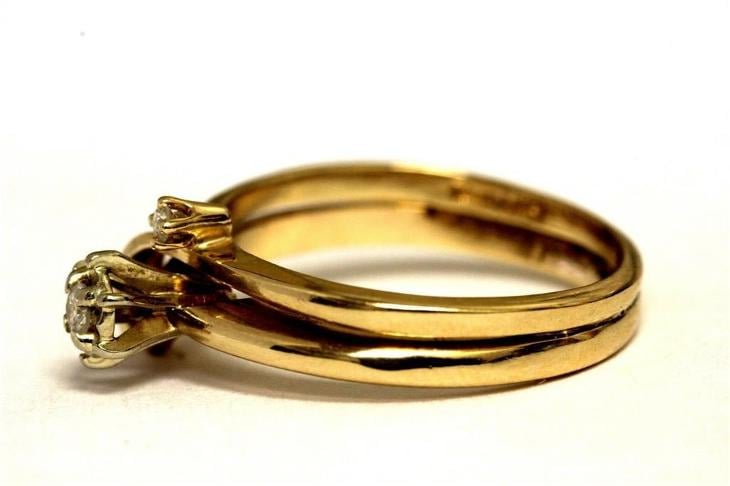 14 kt zlatý prsten s brilianty - Starožitné šperky