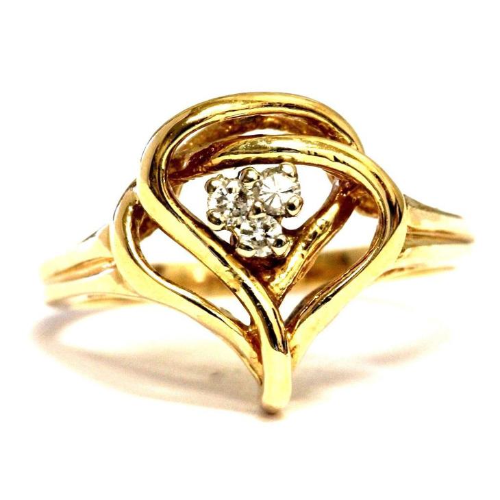 14 kt zlatý prsten s brilianty - Starožitné šperky