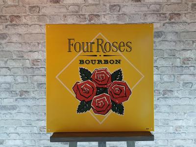Smaltovaná cedule originál: FOUR ROSES, BOURBON - značeno výrobcem