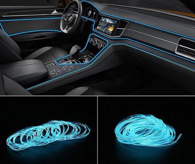 LED svetelný kábel opasok do auta vnútorná dekorácia SVETLO MODRÁ 3M