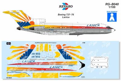 Obtlačky Boeing 727 Lanica Revaro decals RG-B040 pre Plasticart 1/100