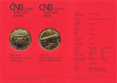 Certifikát k zlaté minci Dřevěný most v Lenoře 5000 Kč