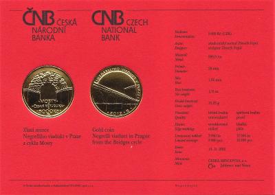 Certifikát k zlaté minci Negrelliho viadukt v Praze 5000 Kč