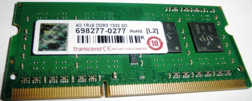 TRANSCEND 4G 1Rx8 DDR3 1333 SO, záruka - Počítače a hry