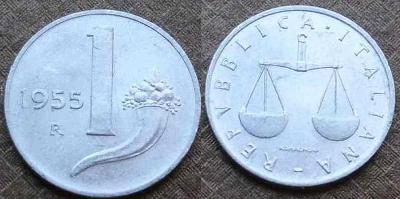 Itálie - 1 lira 1955 R  vzácná