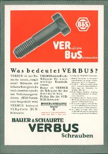 3B81 Prospekt na šrouby VERBUS, Bauer a Schaurte Neuss, Berlín 1928
