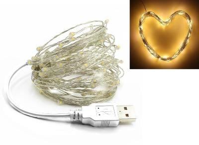 Světelný řetěz drát na USB 50 LED 0482 teplé bílé