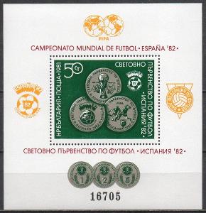 Bulharsko-MS ve fotbale Španělsko 1982**  Mi.Bl.111 / 25 €