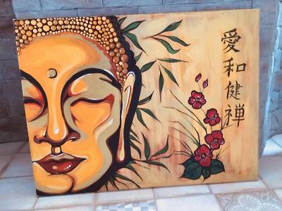Obraz, “Buddha, sen” signováno.Akryl na plátně.