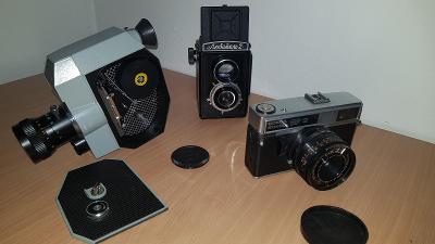 Kamera Quartz DS8-3 ; fotoaparát Lubitel 2 a Sokol 2