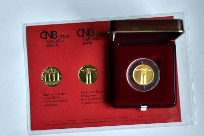 2 Zlaté mince ČNB-DSA, Lázně Bohdaneč BK+ Zámek Kačina, BK!!!Vzácné!!!