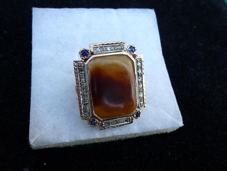 Starožitný Zlatý prsten ryzost 585 , brilianty  - Starožitné šperky
